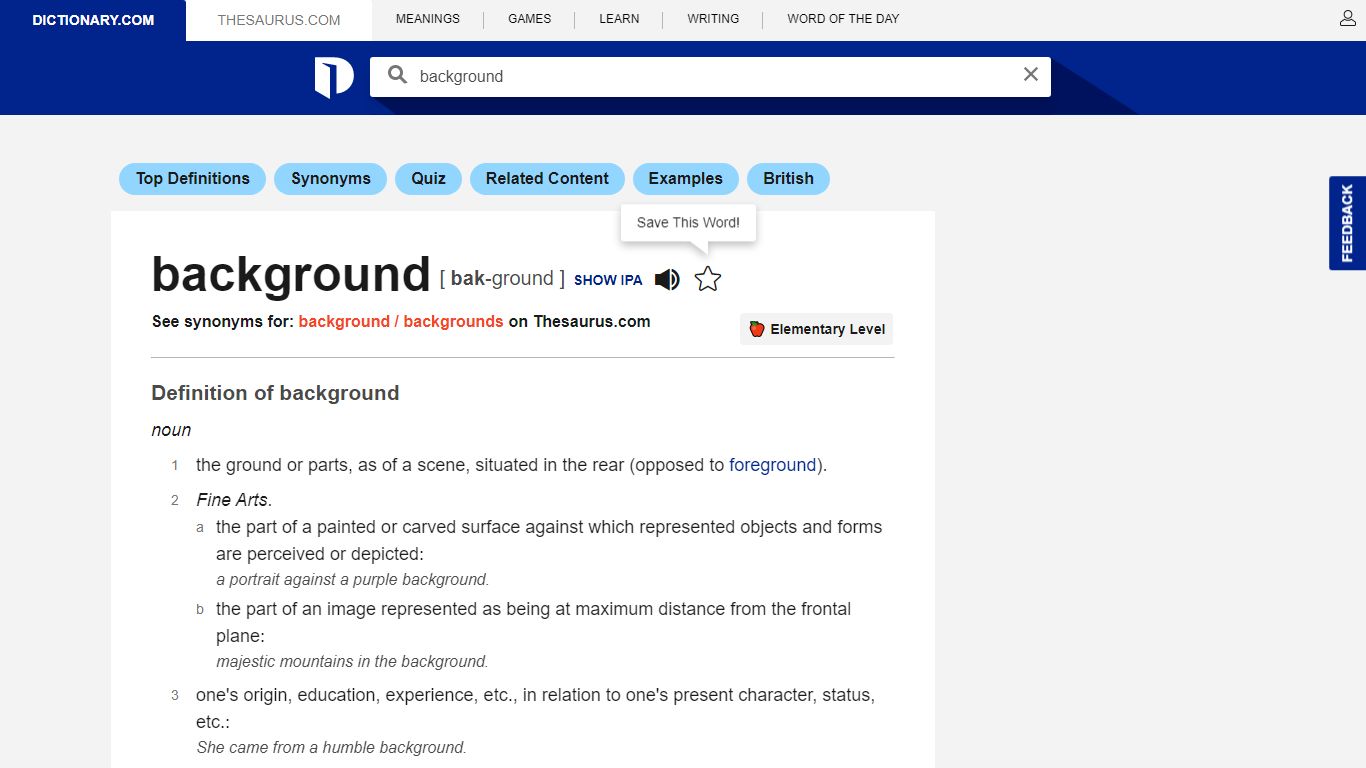 Background Definition & Meaning | Dictionary.com